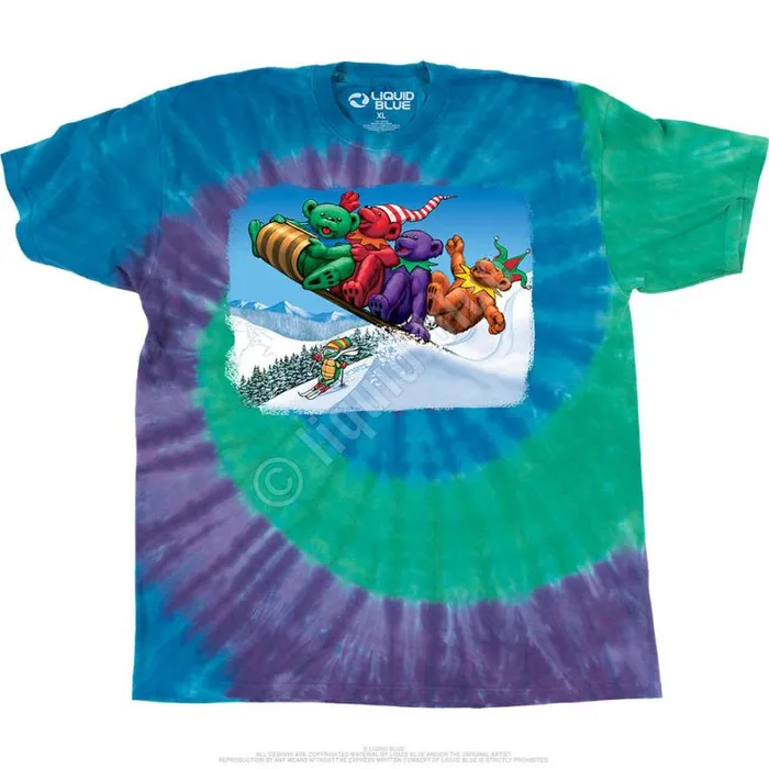 Liquid Blue TShirt Men Toboggan Bears TShirt