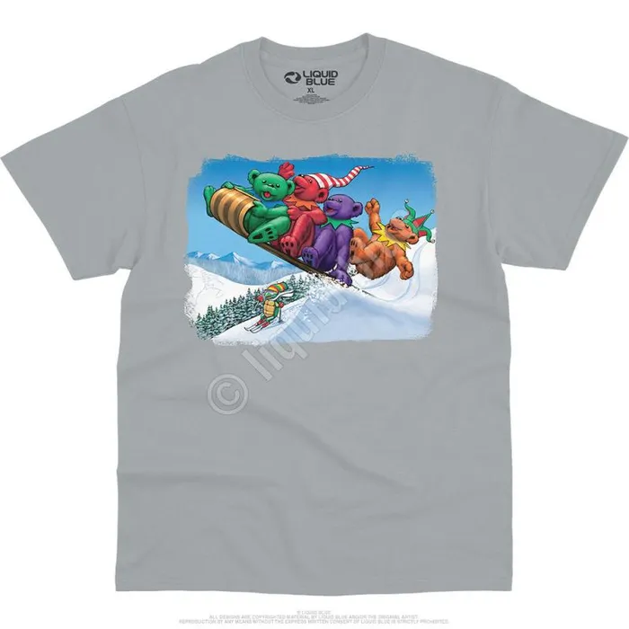 Liquid Blue TShirt Men Toboggan Bears TShirt