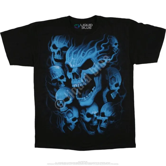 Liquid Blue TShirt Men Vampire Skulls Black TShirt