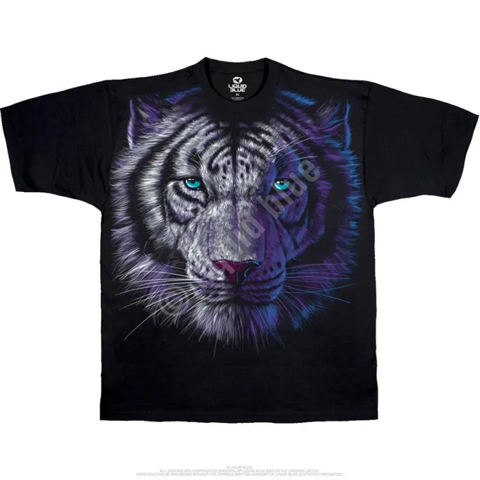 Liquid Blue TShirt Men White Tiger Black TShirt