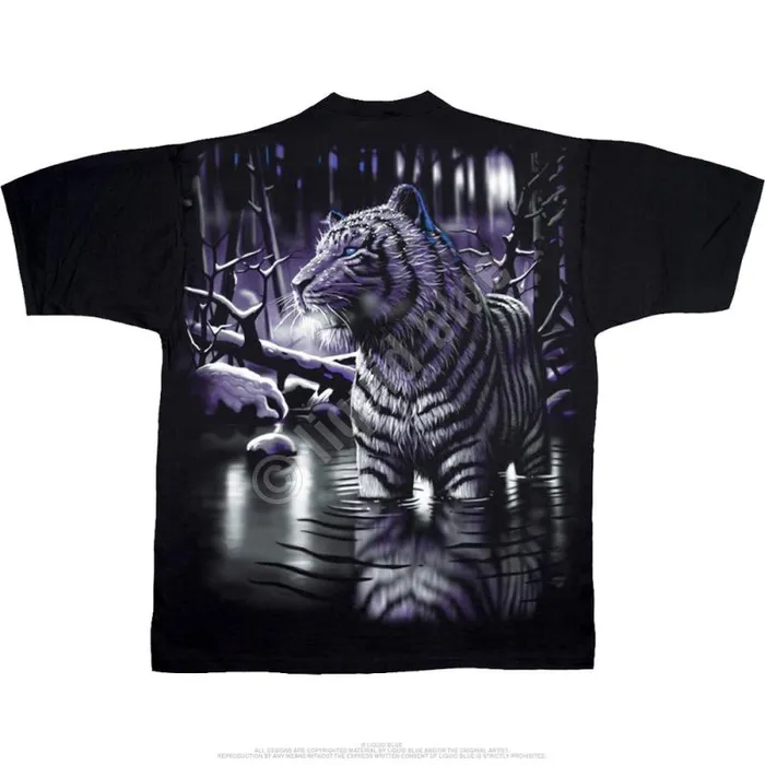 Liquid Blue TShirt Men White Tiger Black TShirt