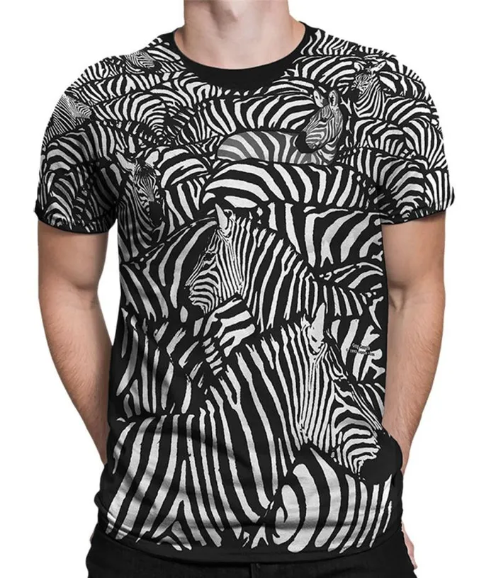Liquid Blue TShirt Men White Zebra Black TShirt