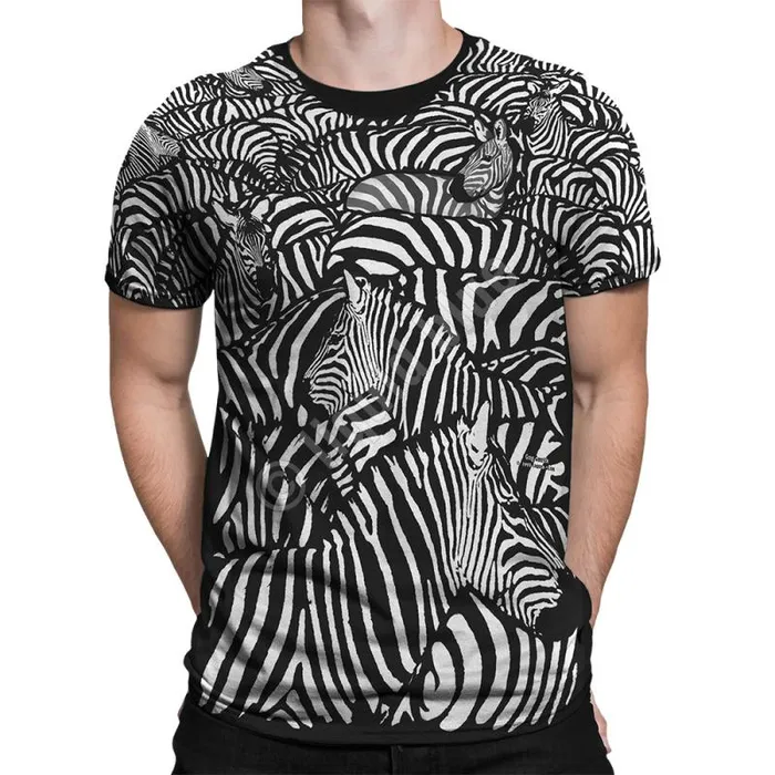 Liquid Blue TShirt Men White Zebra Black TShirt