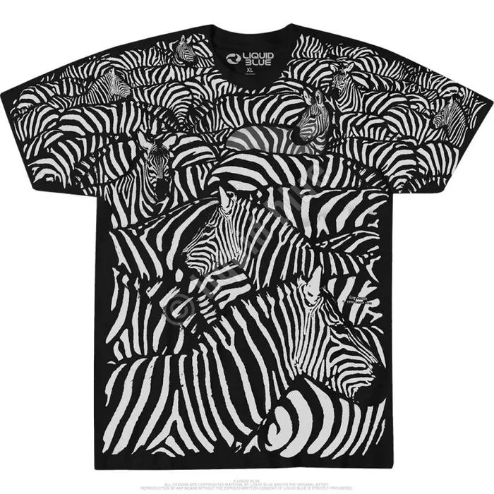 Liquid Blue TShirt Men White Zebra Black TShirt