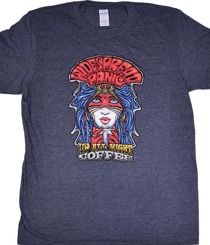 Liquid Blue TShirt Men Widespread Panic Up All Night Dark Blue Heather TShirt
