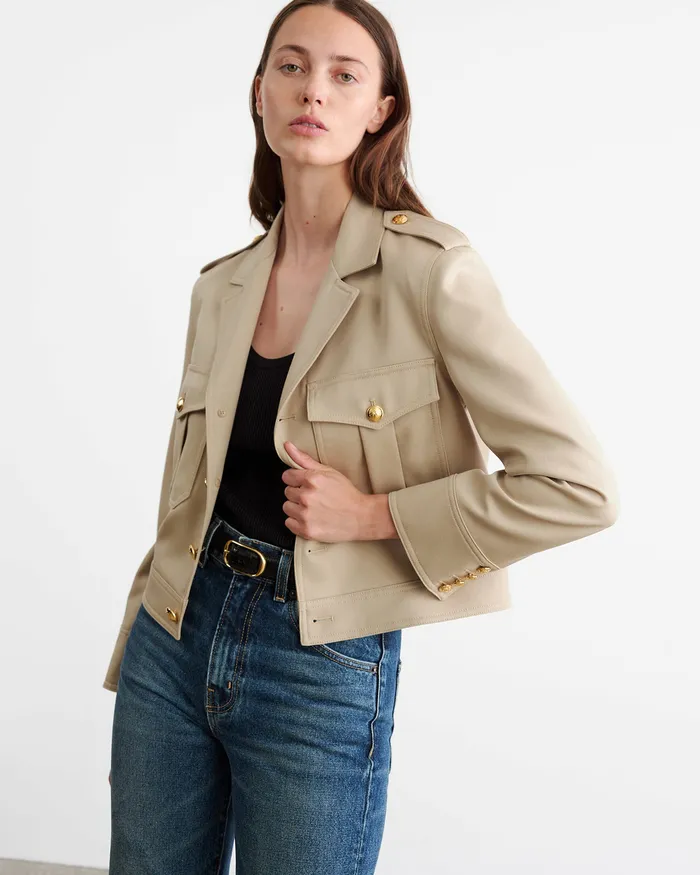 LISE JACKET Roosevelt Khaki Jackets and Blazers Nili Lotan Women