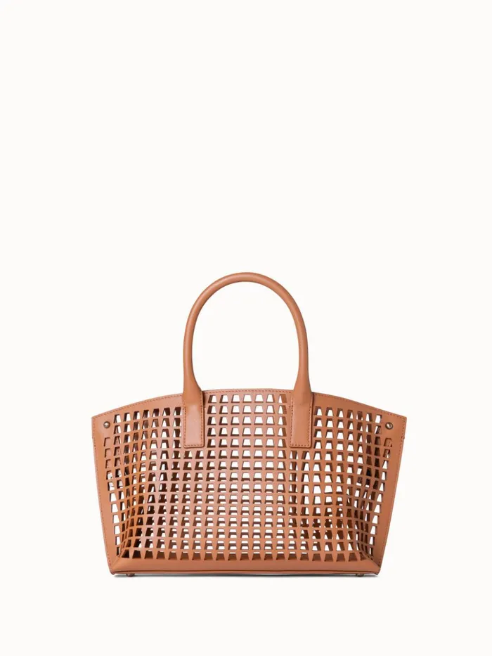 Little Ai Messenger Bag In Trapezoid Lasercut Cuoio Women Akris Top Handle Bags
