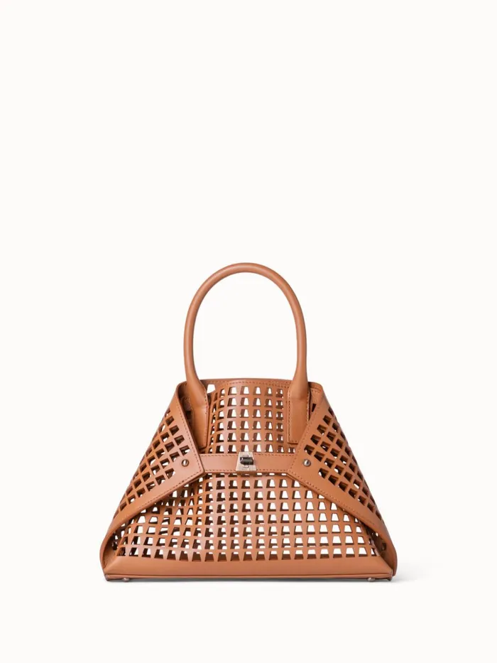 Little Ai Messenger Bag In Trapezoid Lasercut Cuoio Women Akris Top Handle Bags