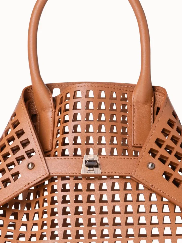 Little Ai Messenger Bag In Trapezoid Lasercut Cuoio Women Akris Top Handle Bags