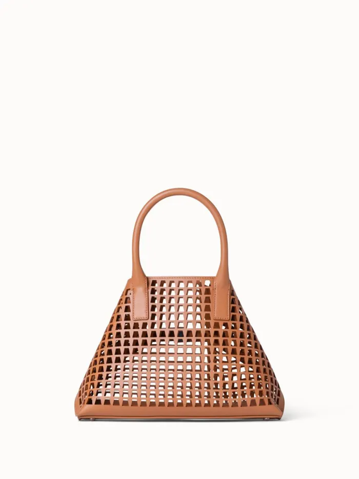 Little Ai Messenger Bag In Trapezoid Lasercut Cuoio Women Akris Top Handle Bags