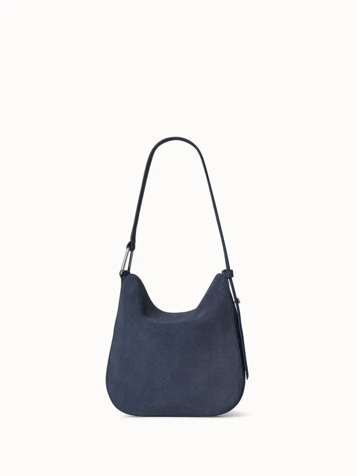 Little Anna Hobo Bag In Suede Leather With Denim Look Indigo Women Akris Mini Bags