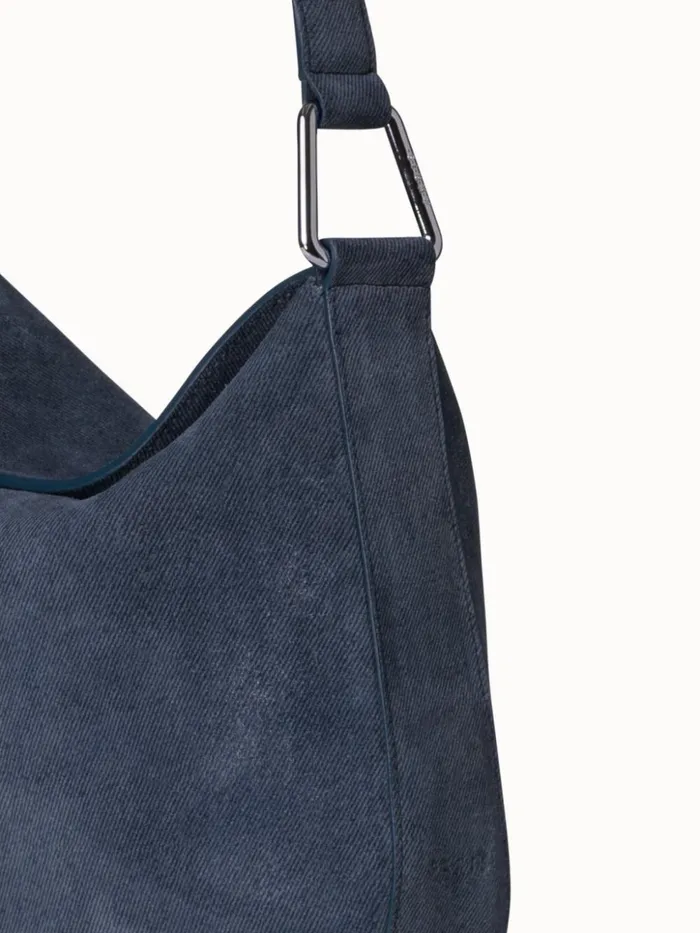 Little Anna Hobo Bag In Suede Leather With Denim Look Indigo Women Akris Mini Bags