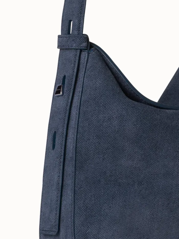 Little Anna Hobo Bag In Suede Leather With Denim Look Indigo Women Akris Mini Bags