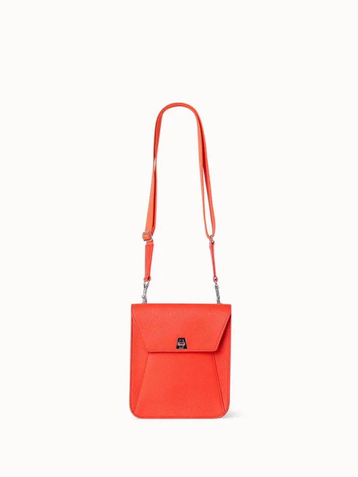 Little Anouk Messenger Bag In Cervocalf Leather Tangerine Women Akris Mini Bags