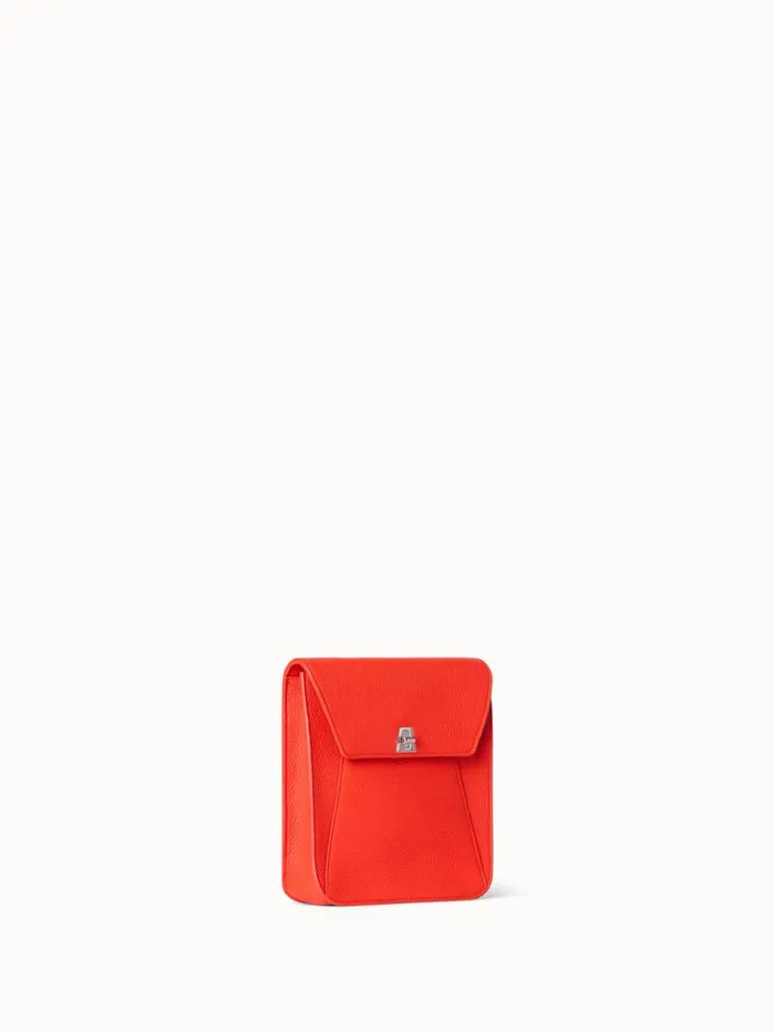 Little Anouk Messenger Bag In Cervocalf Leather Tangerine Women Akris Mini Bags