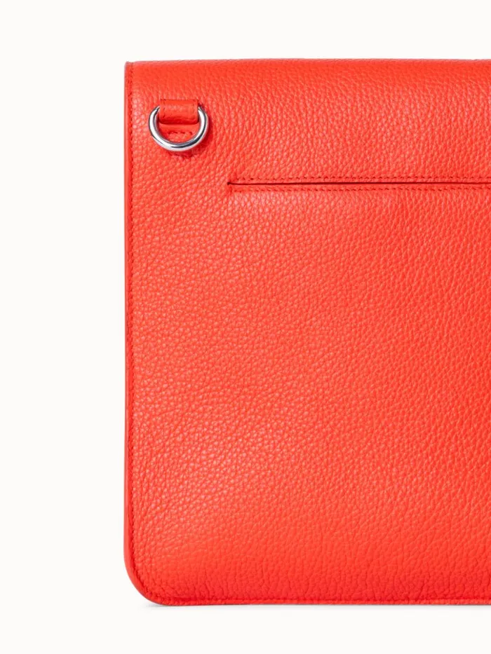 Little Anouk Messenger Bag In Cervocalf Leather Tangerine Women Akris Mini Bags