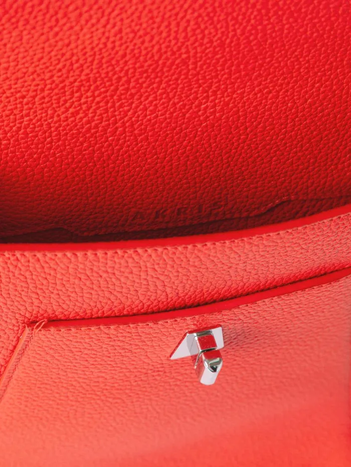Little Anouk Messenger Bag In Cervocalf Leather Tangerine Women Akris Mini Bags