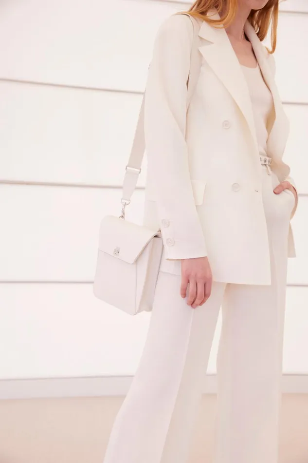 Little Anouk Messenger In Calf Leather White Women Akris Crossbody Bags