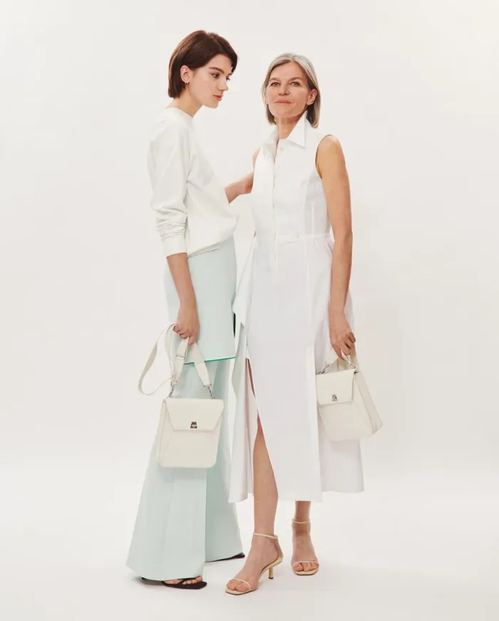 Little Anouk Messenger In Calf Leather White Women Akris Crossbody Bags