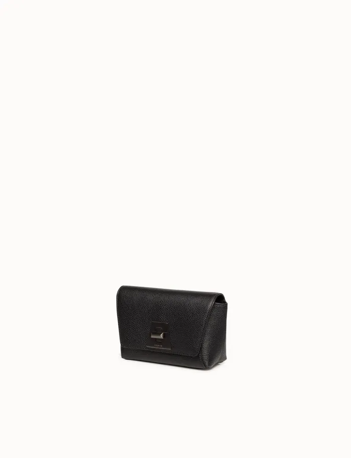 Little Day Bag In Cervocalf Leather With Graphite Colored Hardware Black Women Akris Mini Bags