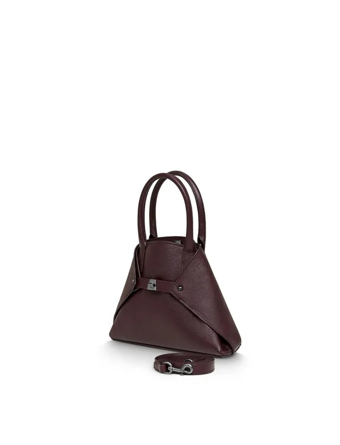 Little Messenger Bag In Leather With Graphite Colored Hardware Burgundy Women Akris Crossbody Bags