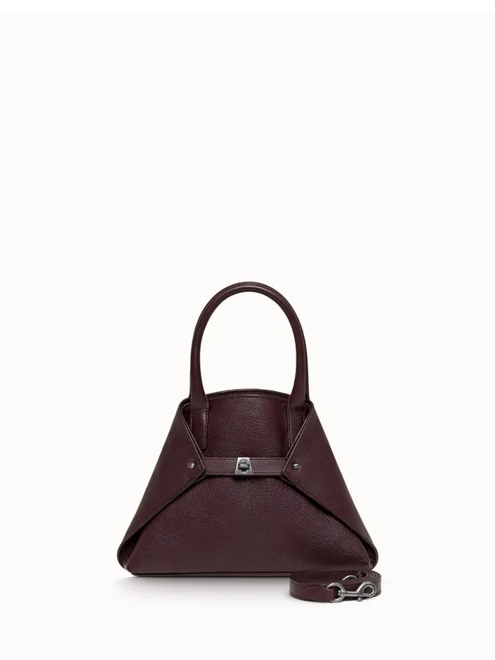 Little Messenger Bag In Leather With Graphite Colored Hardware Burgundy Women Akris Crossbody Bags