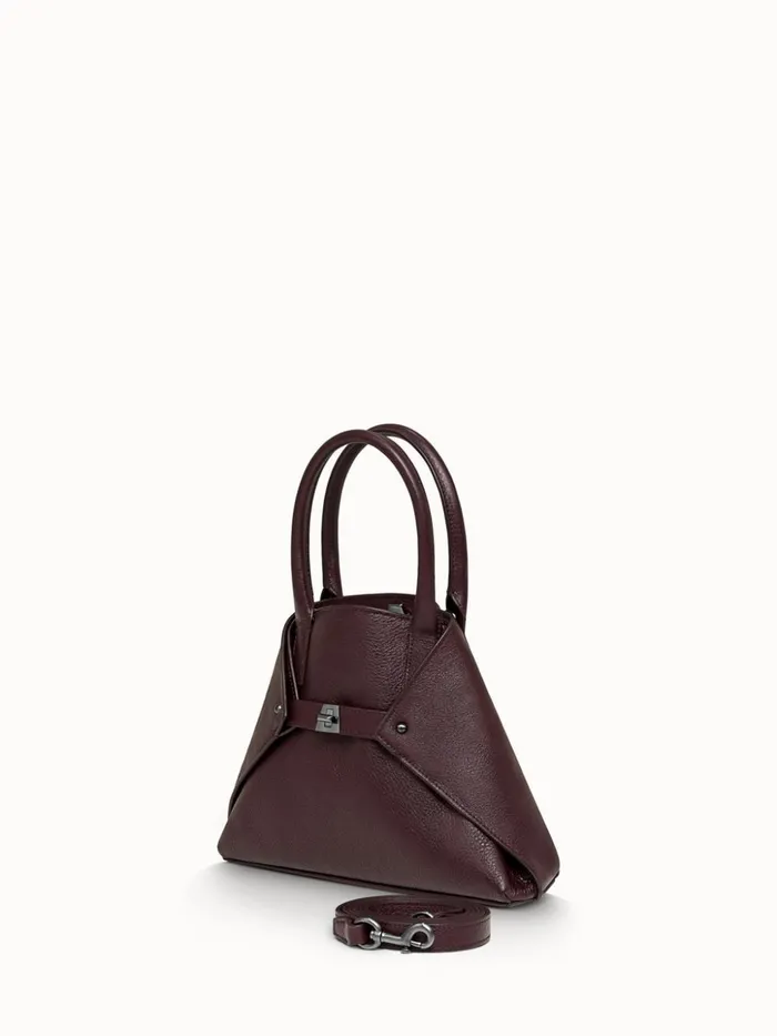 Little Messenger Bag In Leather With Graphite Colored Hardware Burgundy Women Akris Crossbody Bags