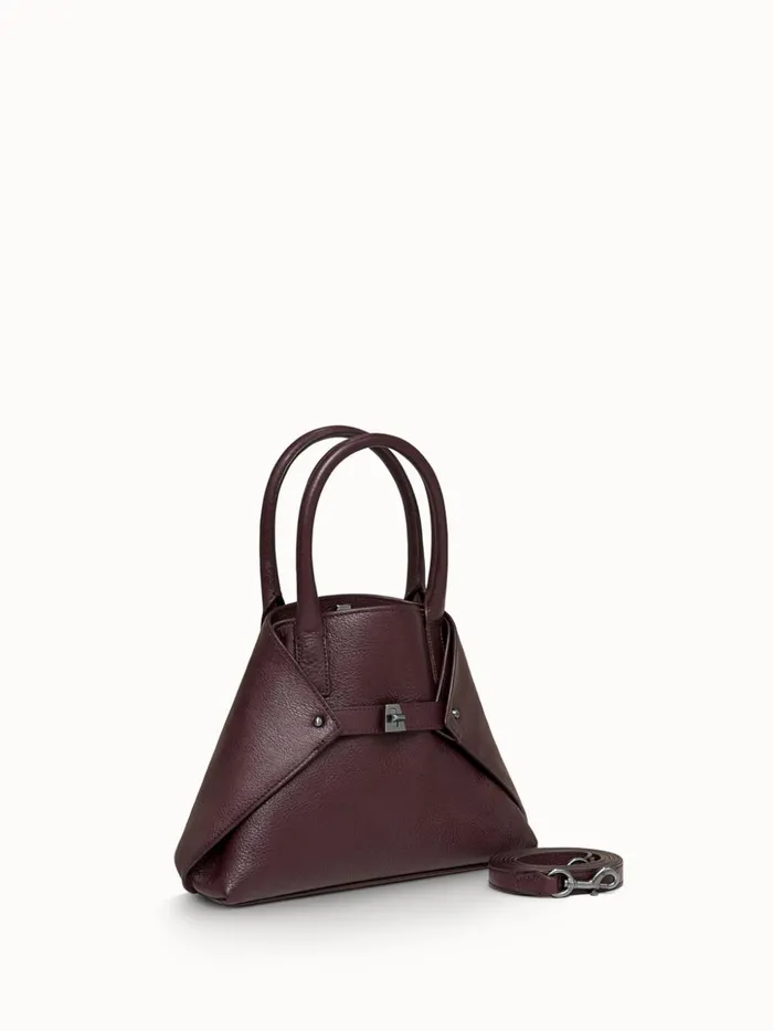 Little Messenger Bag In Leather With Graphite Colored Hardware Burgundy Women Akris Crossbody Bags