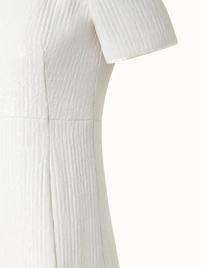 Long Silk Evening Dress With Sequin Embroidery Ecru Women Akris Dresses