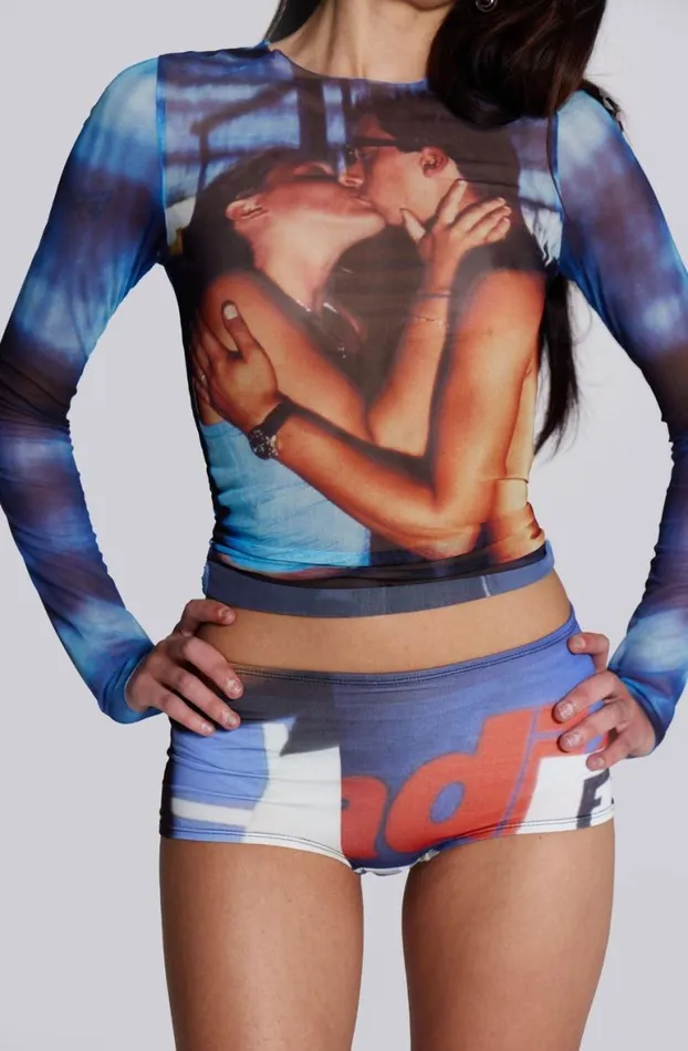 Long Sleeve Tops Women Jaded London Ibiza Kiss Mesh Long Sleeve