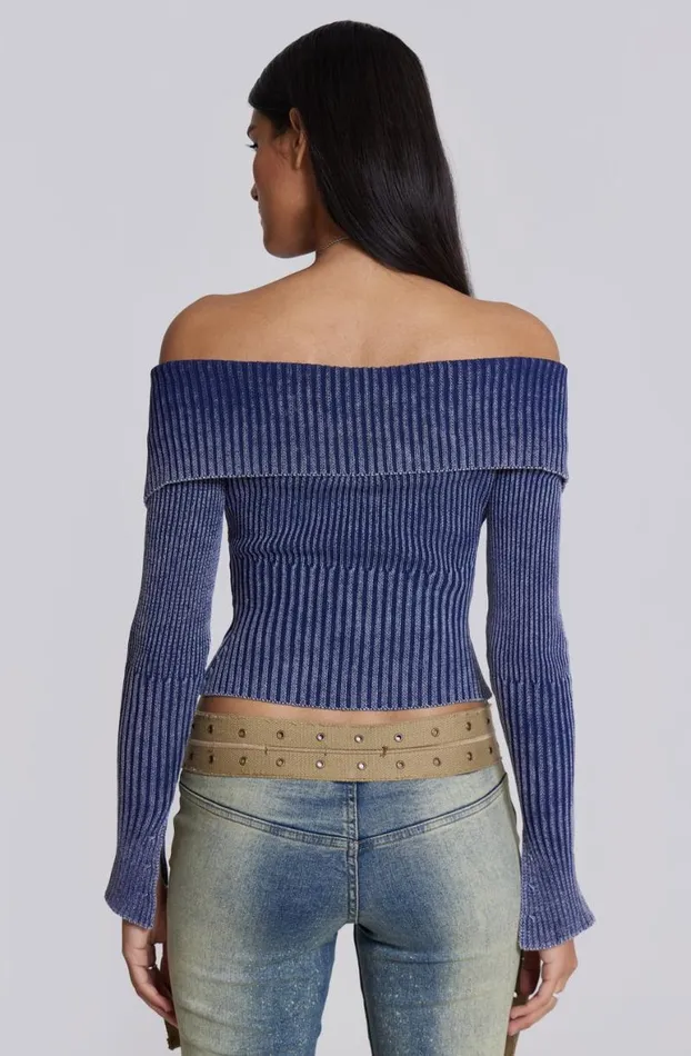Long Sleeve Tops Women Jaded London Tribeca Ribbed Off The Shoulder Knit