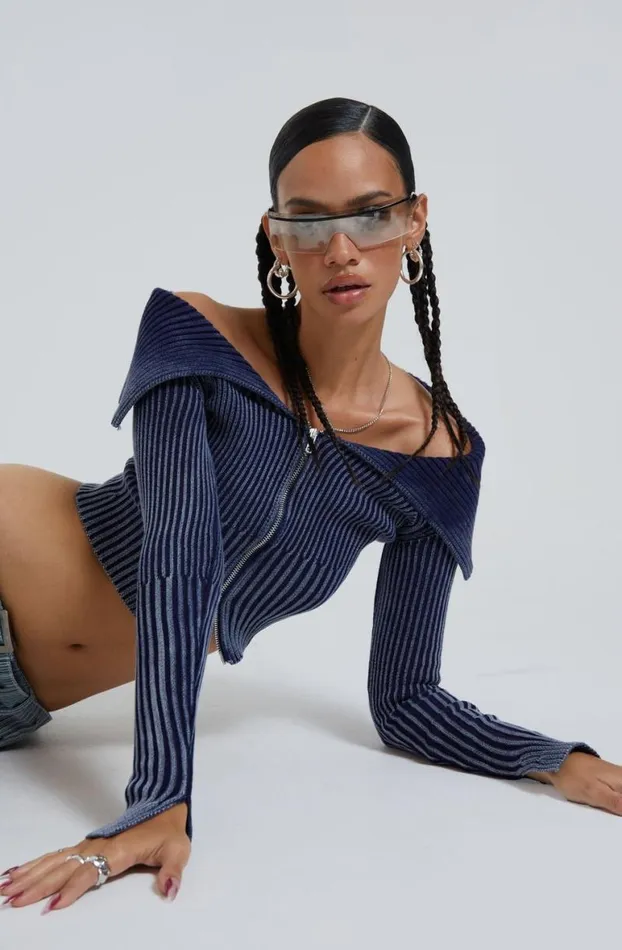 Long Sleeve Tops Women Jaded London Tribeca Ribbed Off The Shoulder Knit
