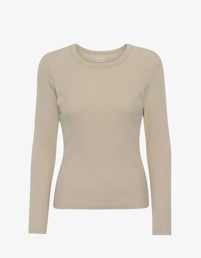 Long Sleeve Tops Women Women Organic Rib LS TShirt 8211 Oyster Grey Colorfulstandard