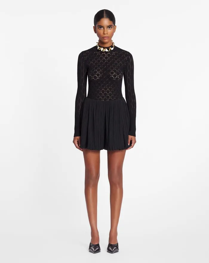 Longsleeved Top In Lace Effect Knit Black Women Lanvin Knitwear Longsleeved Top In Lace Effect Knit Black Women Lanvin Knitwear