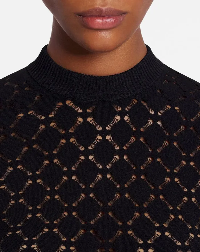 Longsleeved Top In Lace Effect Knit Black Women Lanvin Knitwear Longsleeved Top In Lace Effect Knit Black Women Lanvin Knitwear