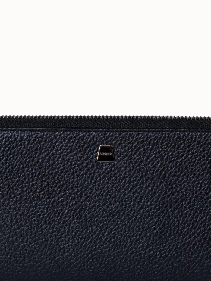 Long Zip Around Wallet In Leather Black Women Akris Wallets