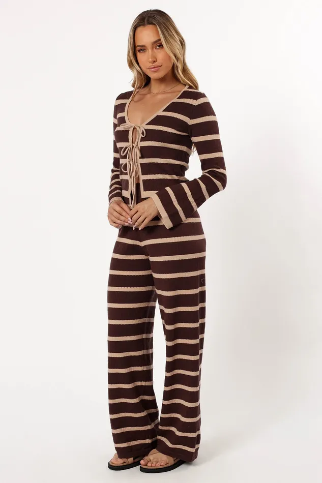 Loungewear petalandpup Women Carina Knit Pant 8211 Chocolate Brown Stripe Chocolate Brown Stripe