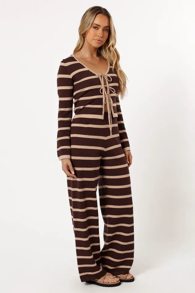 Loungewear petalandpup Women Carina Knit Pant 8211 Chocolate Brown Stripe Chocolate Brown Stripe