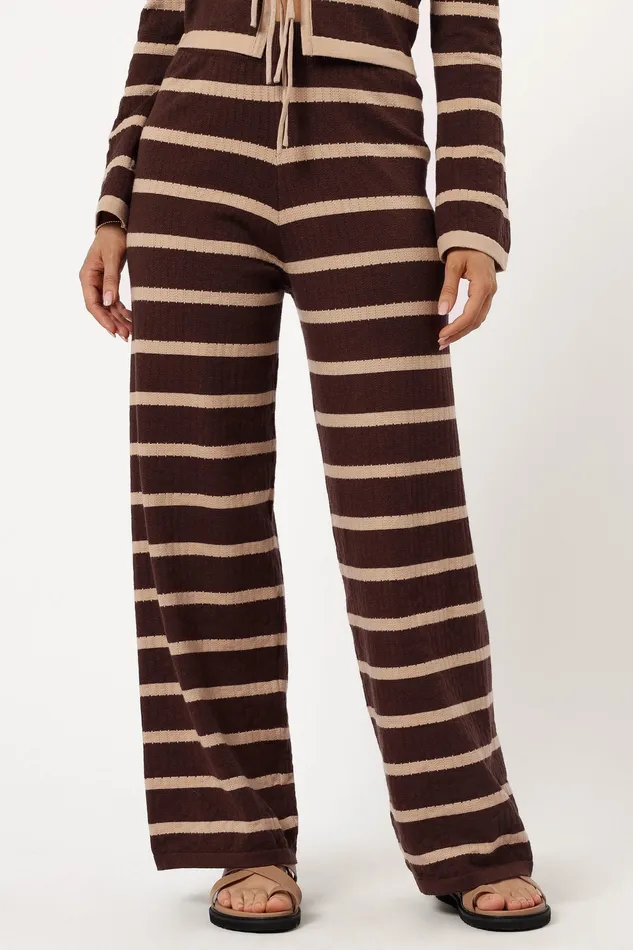 Loungewear petalandpup Women Carina Knit Pant 8211 Chocolate Brown Stripe Chocolate Brown Stripe