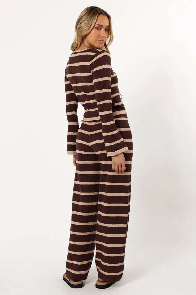 Loungewear petalandpup Women Carina Knit Pant 8211 Chocolate Brown Stripe Chocolate Brown Stripe
