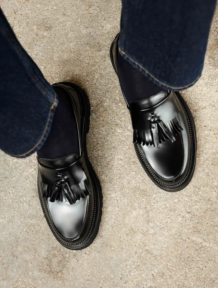 Mal Siyah Black Men Bobbies Loafers