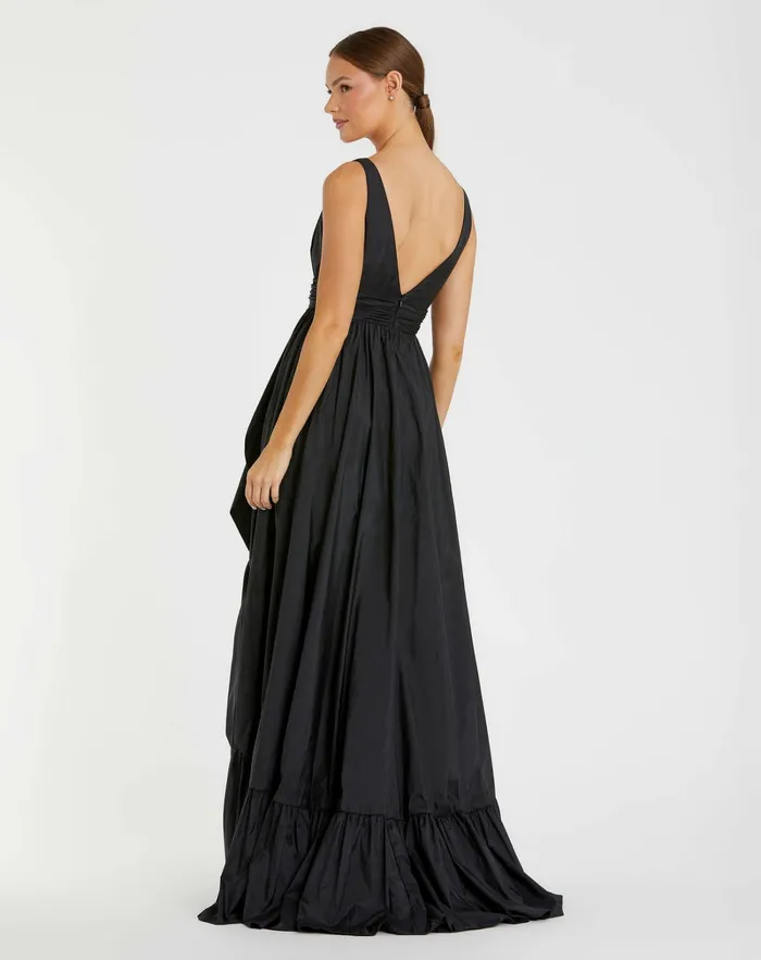 Mac Duggal Daytime Dresses Women Taffeta High Low Ruffle Gown Black