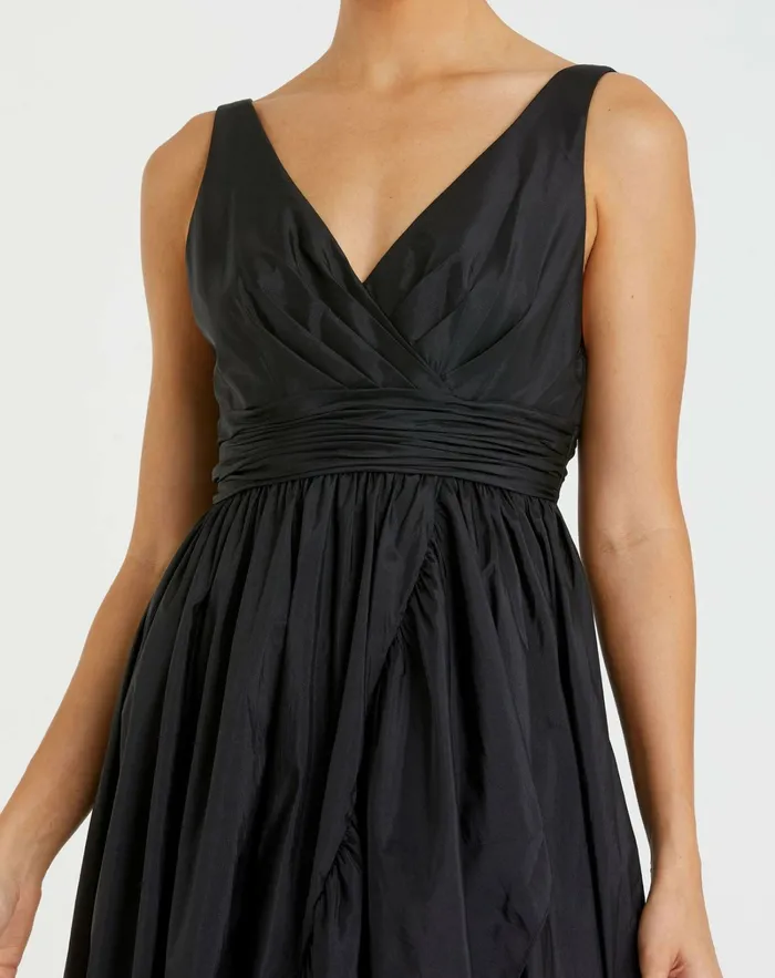 Mac Duggal Daytime Dresses Women Taffeta High Low Ruffle Gown Black