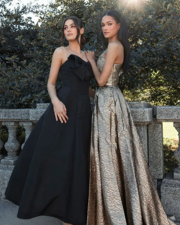 Mac Duggal Evening Gowns Women One Shoulder Metallic Ballgown Antique Bronze