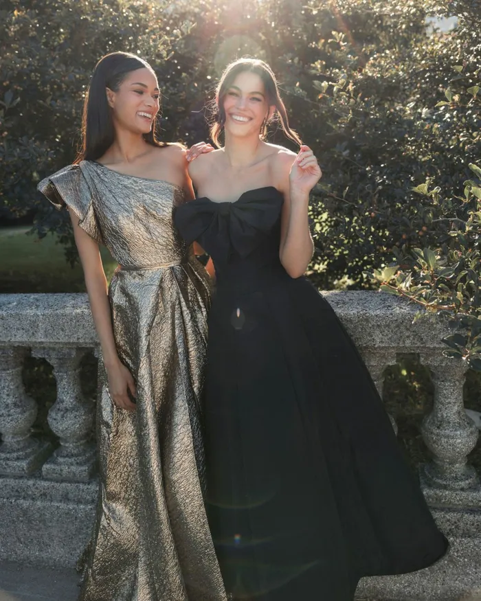 Mac Duggal Evening Gowns Women One Shoulder Metallic Ballgown Antique Bronze