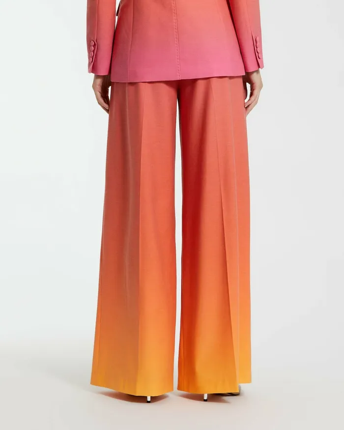 Mac Duggal Ombre Crepe Wide Leg Trouser Pant 8211 FINAL SALE Sunset Ombre Women Pants