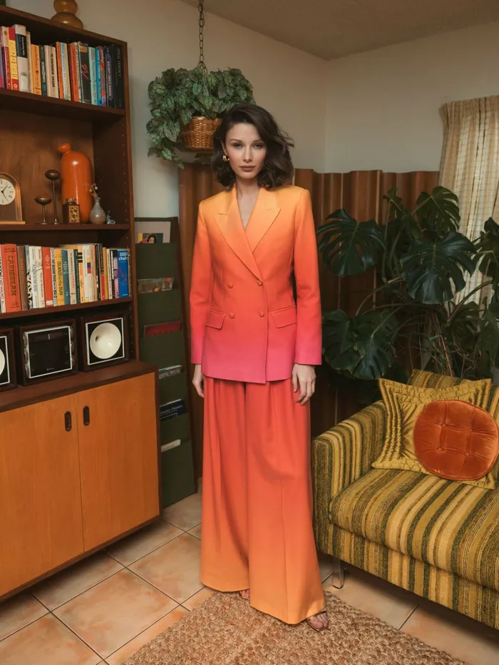 Mac Duggal Ombre Crepe Wide Leg Trouser Pant 8211 FINAL SALE Sunset Ombre Women Pants