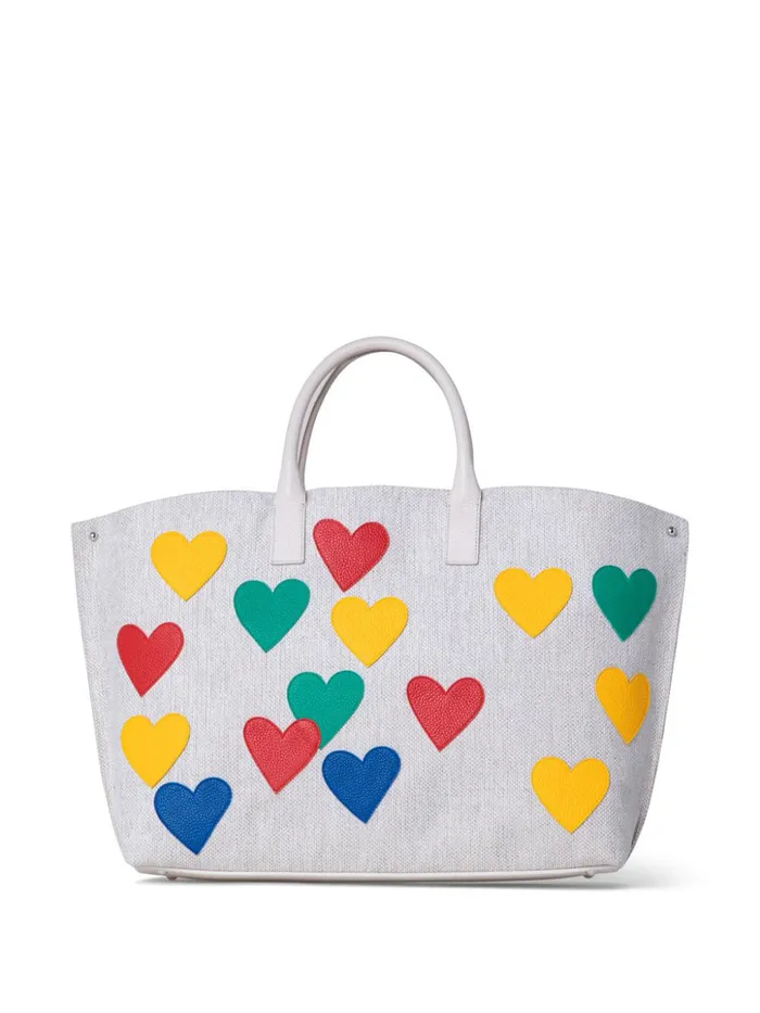 Medium Ai Messenger Bag In Canvas With Leather Hearts Multicolor Women Akris Crossbody Bags