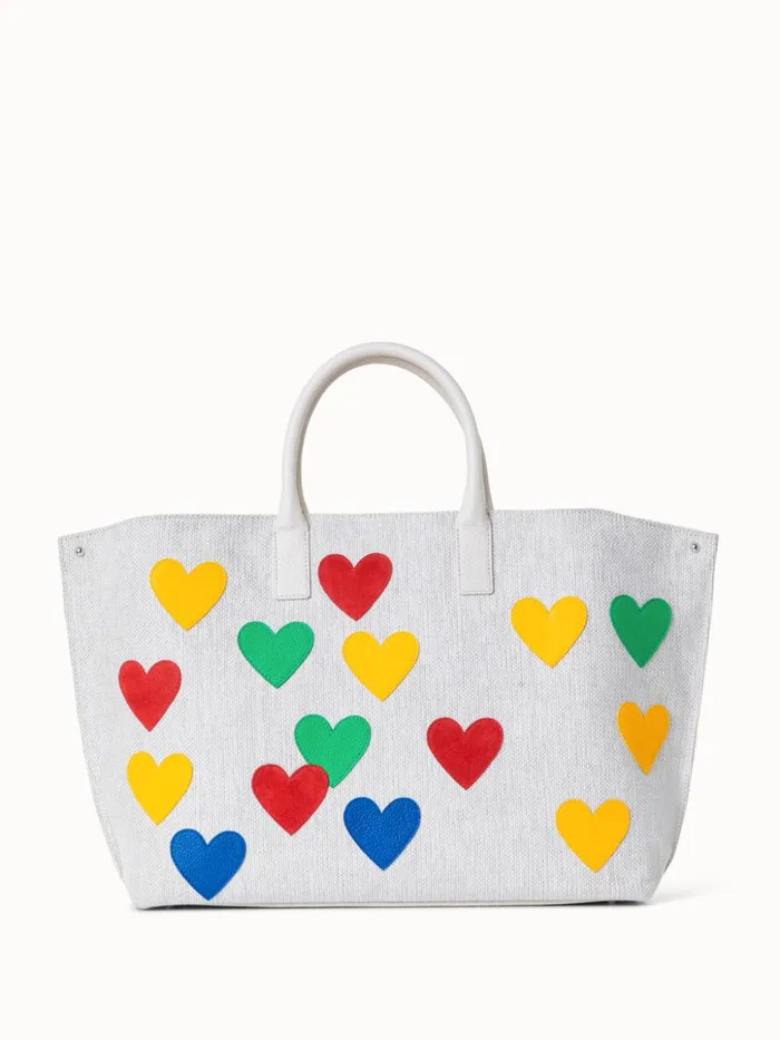 Medium Ai Messenger Bag In Canvas With Leather Hearts Multicolor Women Akris Crossbody Bags