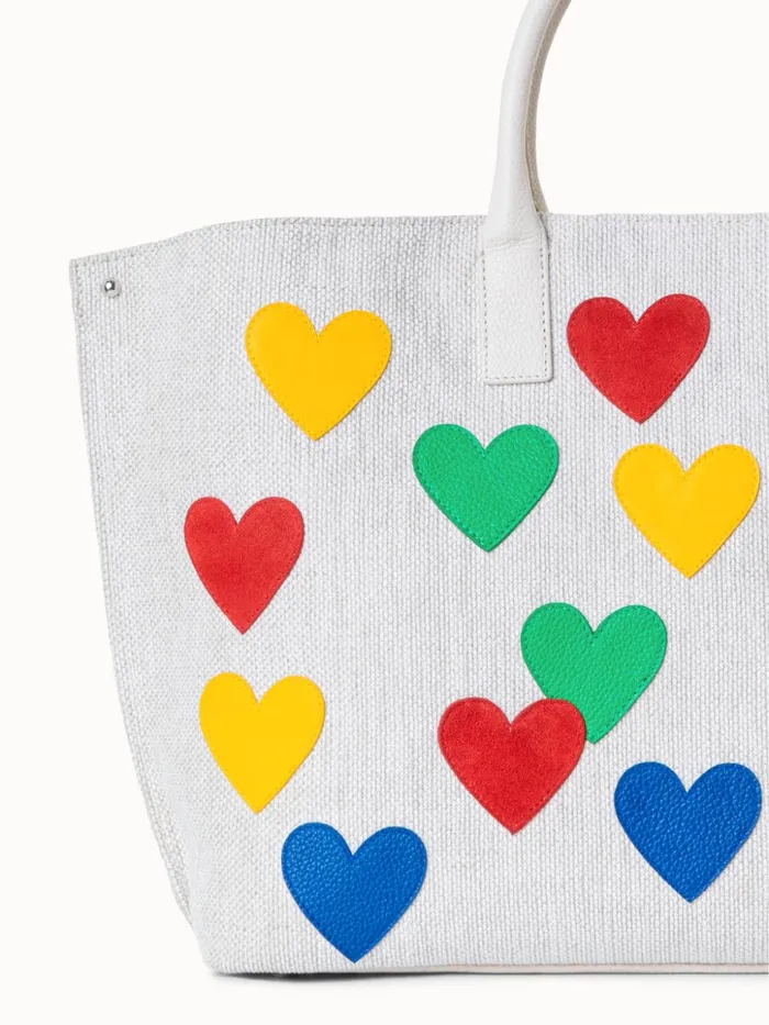 Medium Ai Messenger Bag In Canvas With Leather Hearts Multicolor Women Akris Crossbody Bags